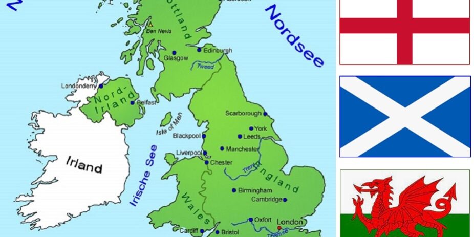 Großbritannien-Landkarte Flaggen