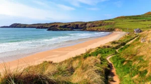 Descubre las doradas arenas de Whitesands Beach, enclavada en el corazón de los imponentes promontorios de Pembrokeshire