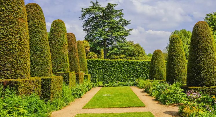 Dé un paseo por el jardín de columnas de Hidcote Manor.